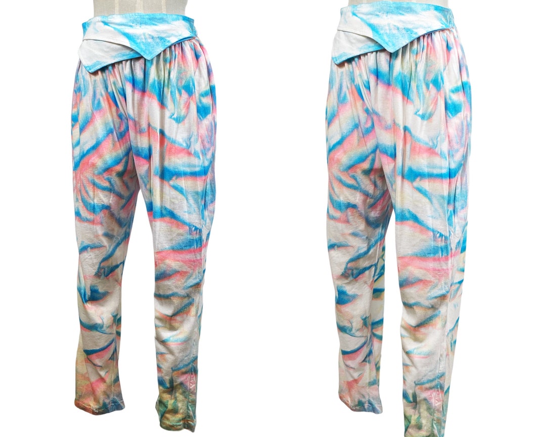 Women Vintage Autumn Tie Dye Ramie Harem Pants