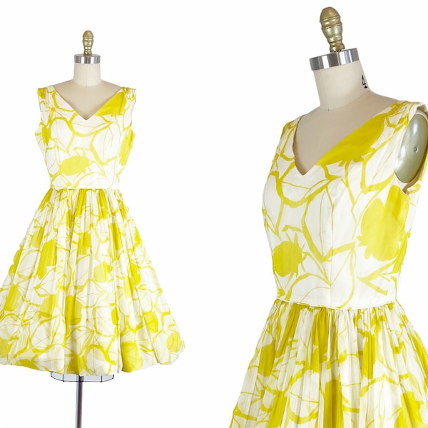 1950s Party Dress - 50s Chiffon Dress - Garden Party Dress - Size Small