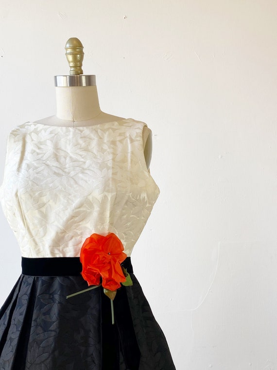 1950s Party Dress - 1950s Silk Jacquard Dress - 5… - image 3