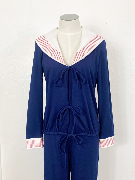 1970s Jumpsuit - 1970s Nautical Jumpsuit - Sailor… - image 3