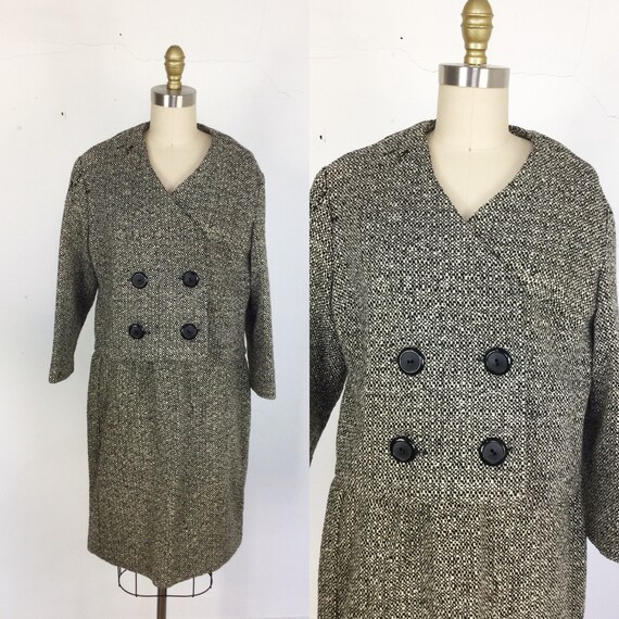 1960s Women’s suit // black and white tweed suit /