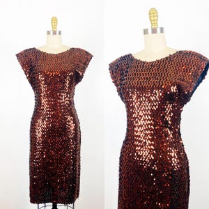 1980s Sequin Dress - Party Dress - 1980s Prom Dress - Size Medium