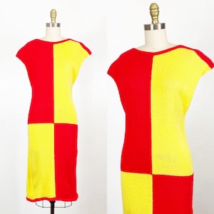 1960s Dress - Knit Dress - Crochet Dress - Mod Dress - Size Large - XL