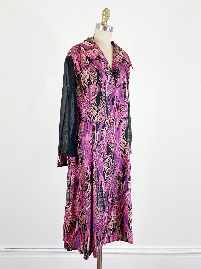 1970s disco dress / studio 54 dress / abstract dress/ Size Large image 3