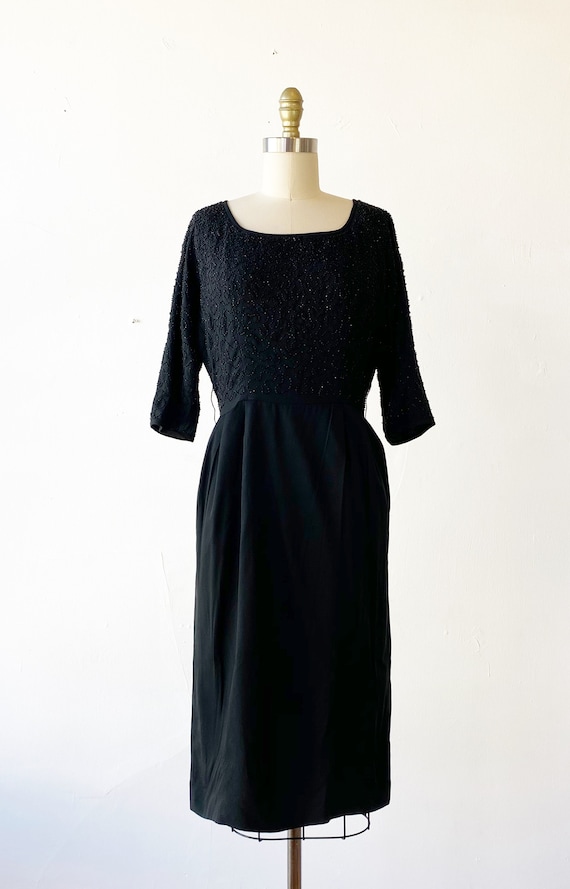 1950s Dress - 1950s Party Dress - 1950s Black Dre… - image 2