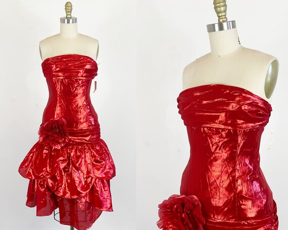 80s red prom dress