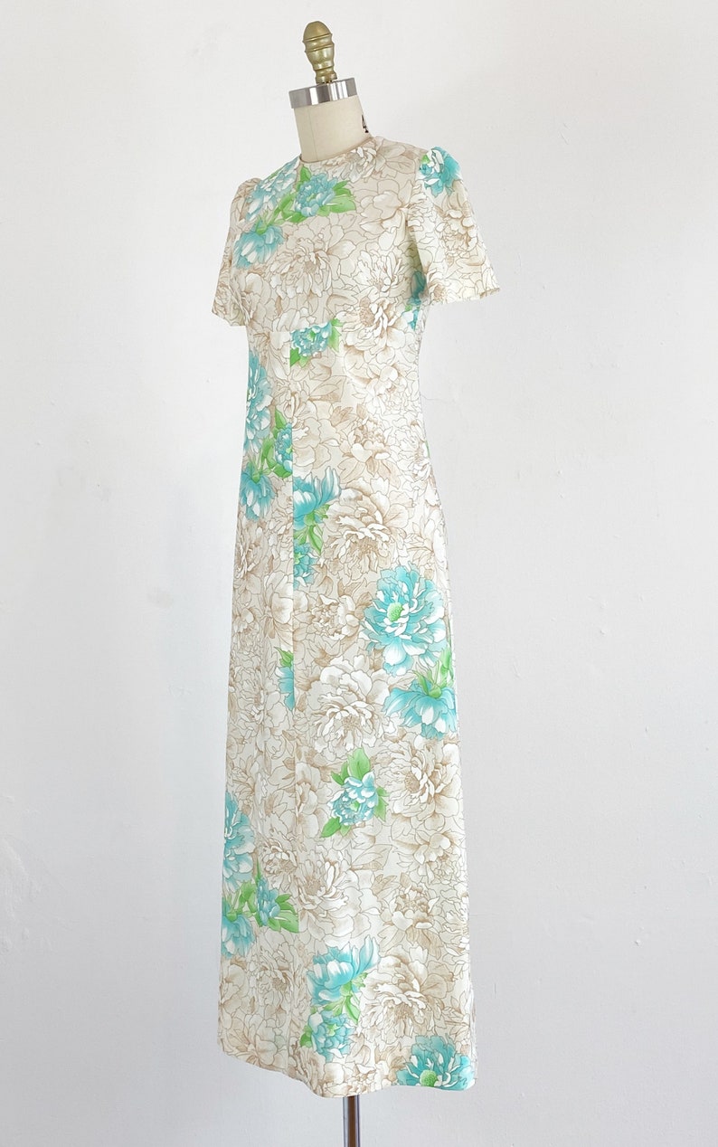 Bohemian Dress Bias Cut Floral Dress 1970s Floral Dress Size Medium