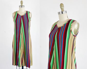 1960s Scooter Dress - Striped Dress - 60s Shift Dress - Size Medium