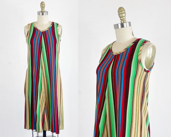 1960s Scooter Dress - Striped Dress - 60s Shift D… - image 1