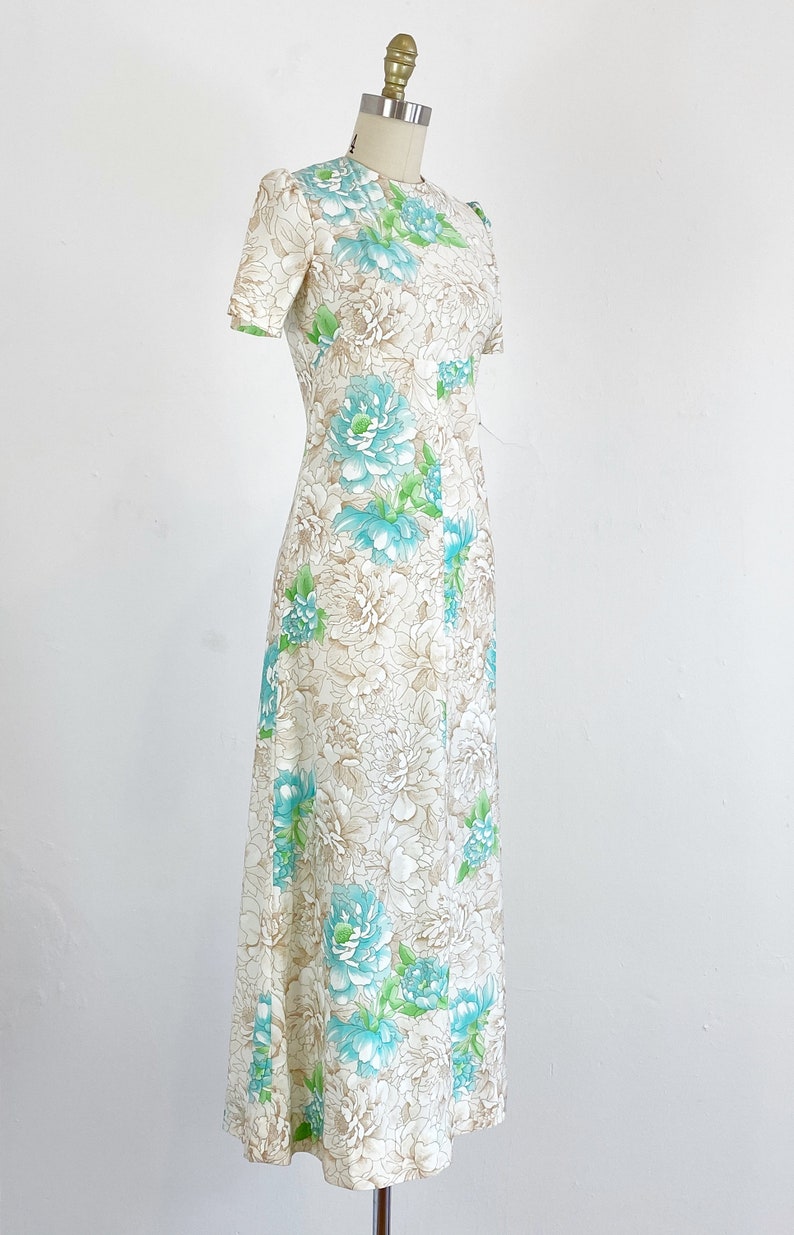 Bohemian Dress Bias Cut Floral Dress 1970s Floral Dress Size Medium