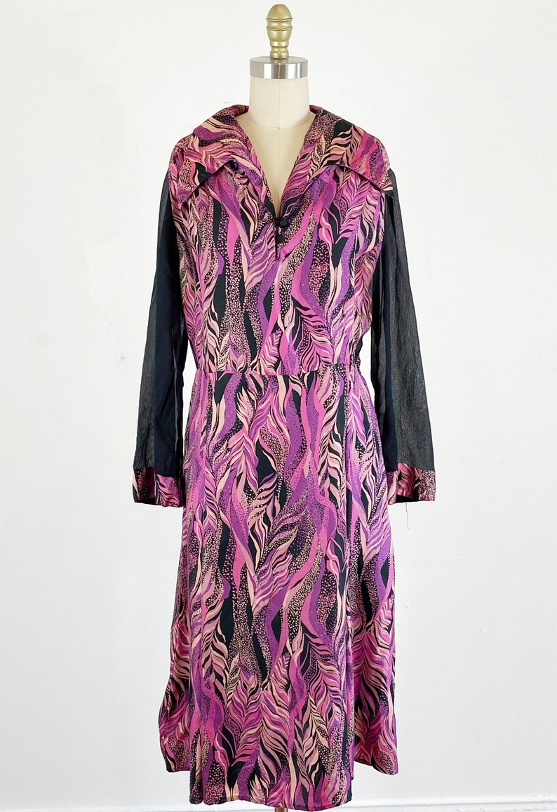 1970s disco dress / studio 54 dress / abstract dress/ Size Large image 2