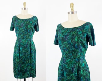 1960s Dress - 1960s Wiggle Dress - 1960s Floral Dress - Size Small