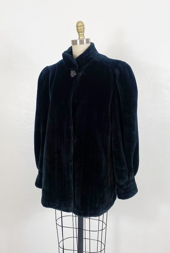 1970s Faux Fur Coat - 1970s Black Fur Coat - 1970… - image 6