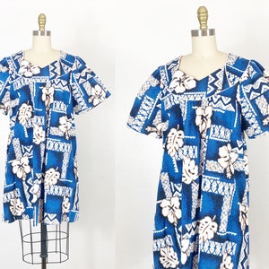 1960s Floral Dress - 1960s Hawaiian Dress - 1960s House Dress - Size Medium