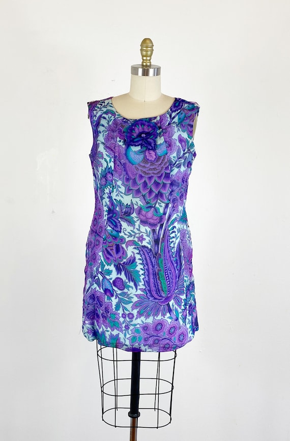 1960s Floral Paisley Dress / Shift Dress / Mod Dr… - image 2