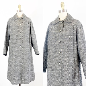 1960s Coat - Tweed Coat - Mod Coat - Size Large - XL
