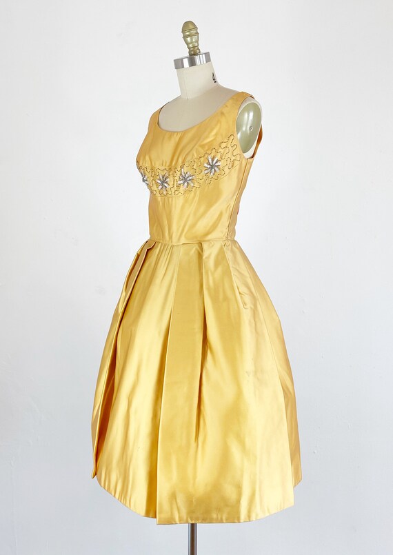 1950s Prom Dress - Cocktail Dress - Tangerine Sil… - image 5