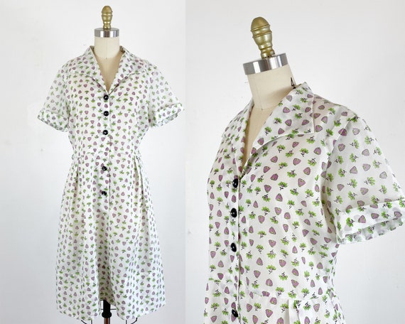 1950s Dress / 50s shirtwaist dress / 50s Novelty p