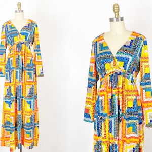 1960s Maxi Dress - 1960s Day Dress - 1960s Mod Dress - Size Large