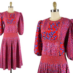 1980s Susan Freis Dress - Vintage Susan Freis Dress - 80s Summer Dress - Size Large