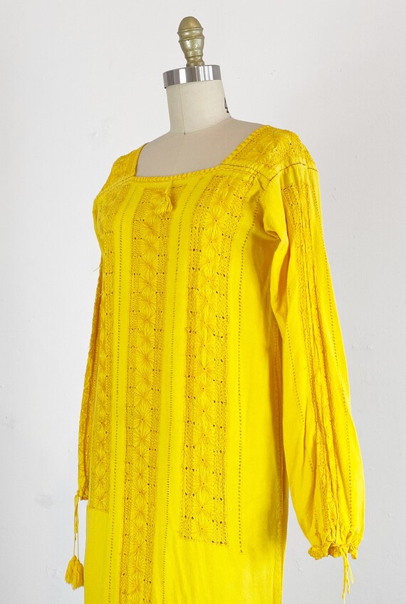1970s Dress / Yellow Floral Maxi Dress / Bohemian… - image 6