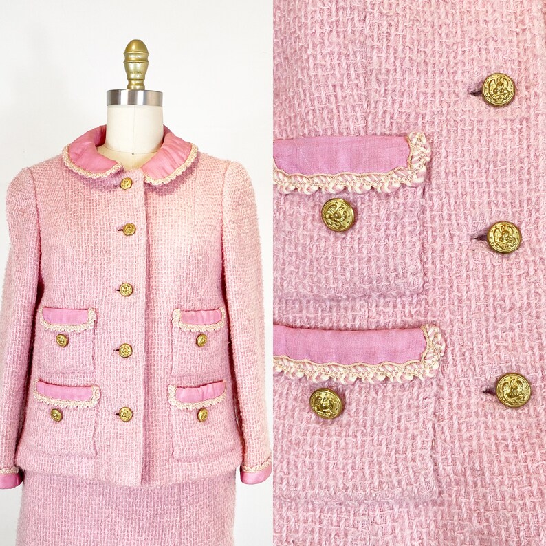 1960s Chanel Suit Chanel Adaptation Suit Pink Tweed Suit Etsy