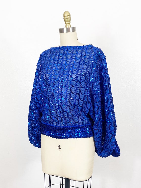 1970s Sequin Blouse - Studio 54 Blouse - Disco Bl… - image 6