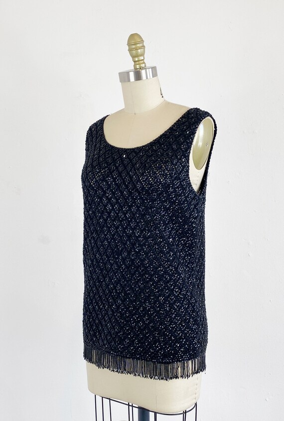 1960s Beaded Top - 60s Sequin Top - Black Sequin … - image 6