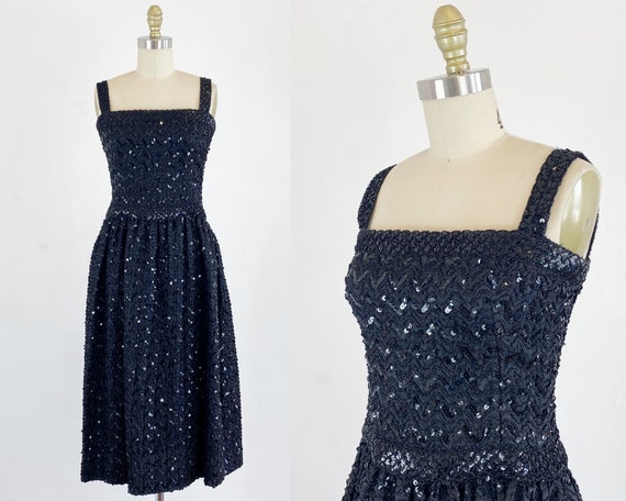 1960s Sequin Dress - 60s Party Dress - 1960s Cockt