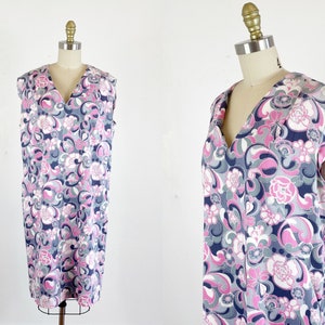 1960s Floral Dress / Mod Dress / 60s Shift Dress / Size Extra Large Plus