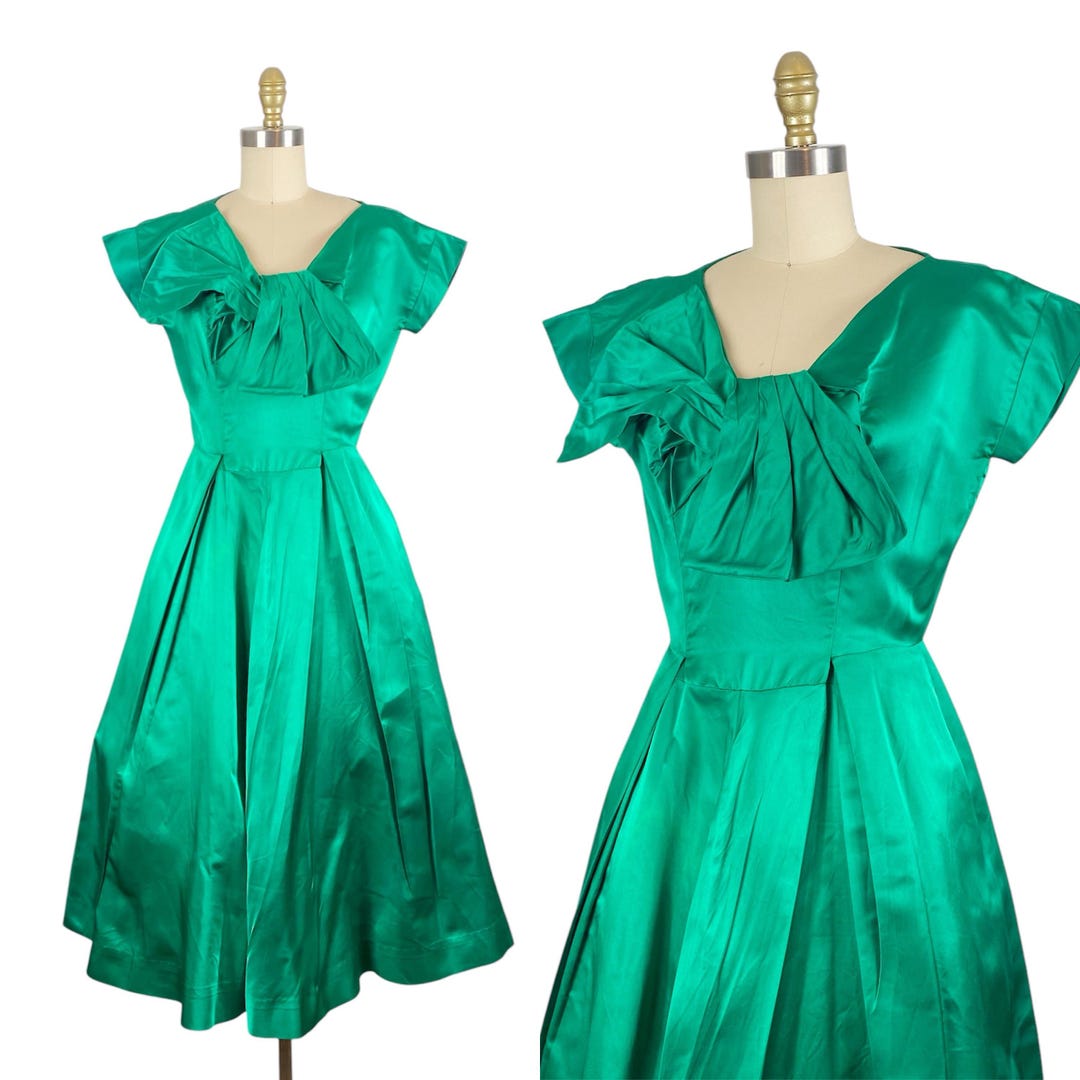 1950s Black Fit and Flare Party Dress