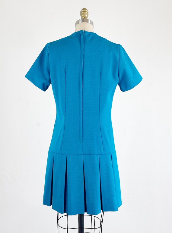 1960s Drop Waist Dress - Mod Dress - Turquoise Dr… - image 5