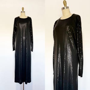 1970s Missoni Gown / Vintage Missoni / Black Sequin Gown / Size Large