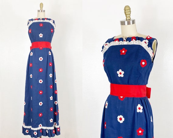 1960s Maxi Dress - 1960s Floral Dress - 1960s Cot… - image 1