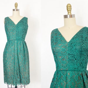1960s Cocktail Dress - 1960s Lace Dress - 1960s Floral Dress - Size Small