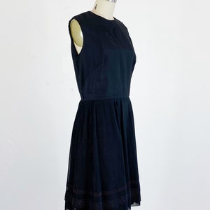 1960s party dress / black dress / pleated chiffon dress / Size Medium image 4