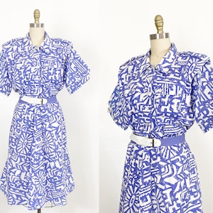 1980s Jordache Dress - 1980s Day Dress - 1980s Cotton Dress - Size Medium - Large