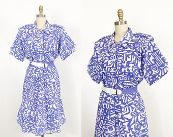 1980s Jordache Dress - 1980s Day Dress - 1980s Cotton Dress - Size Medium - Large