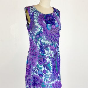 1960s Floral Paisley Dress / Shift Dress / Mod Dress / Size Medium Large image 5