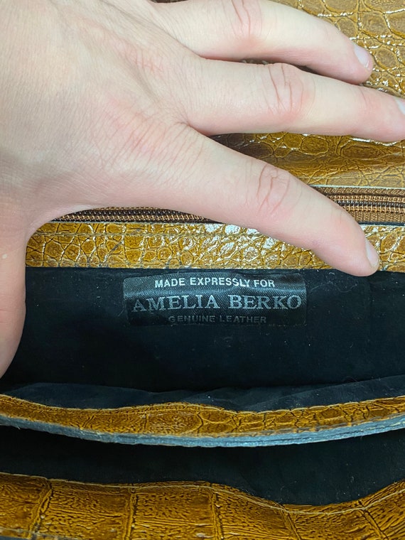 Leather Briefcase - Croc Purse - Vintage attaché - image 5