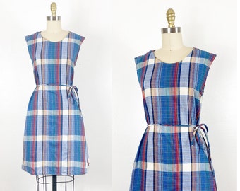 1960s Plaid Dress - 1960s Mod Dress - 1960s Day Dress - Size Medium