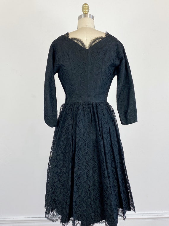 1950s black lace dress / lace dress / cocktail dr… - image 5