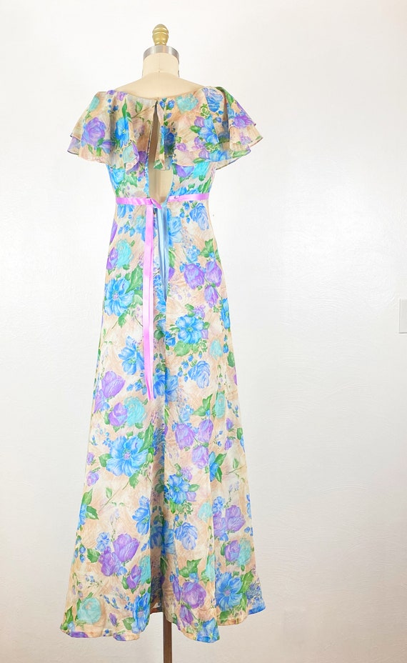 1960s Gown - 1960s Floral Gown - 1960s Chiffon Go… - image 5
