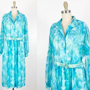 1970s Dress - Party Dress - Floral Dress - Size Large - XL
