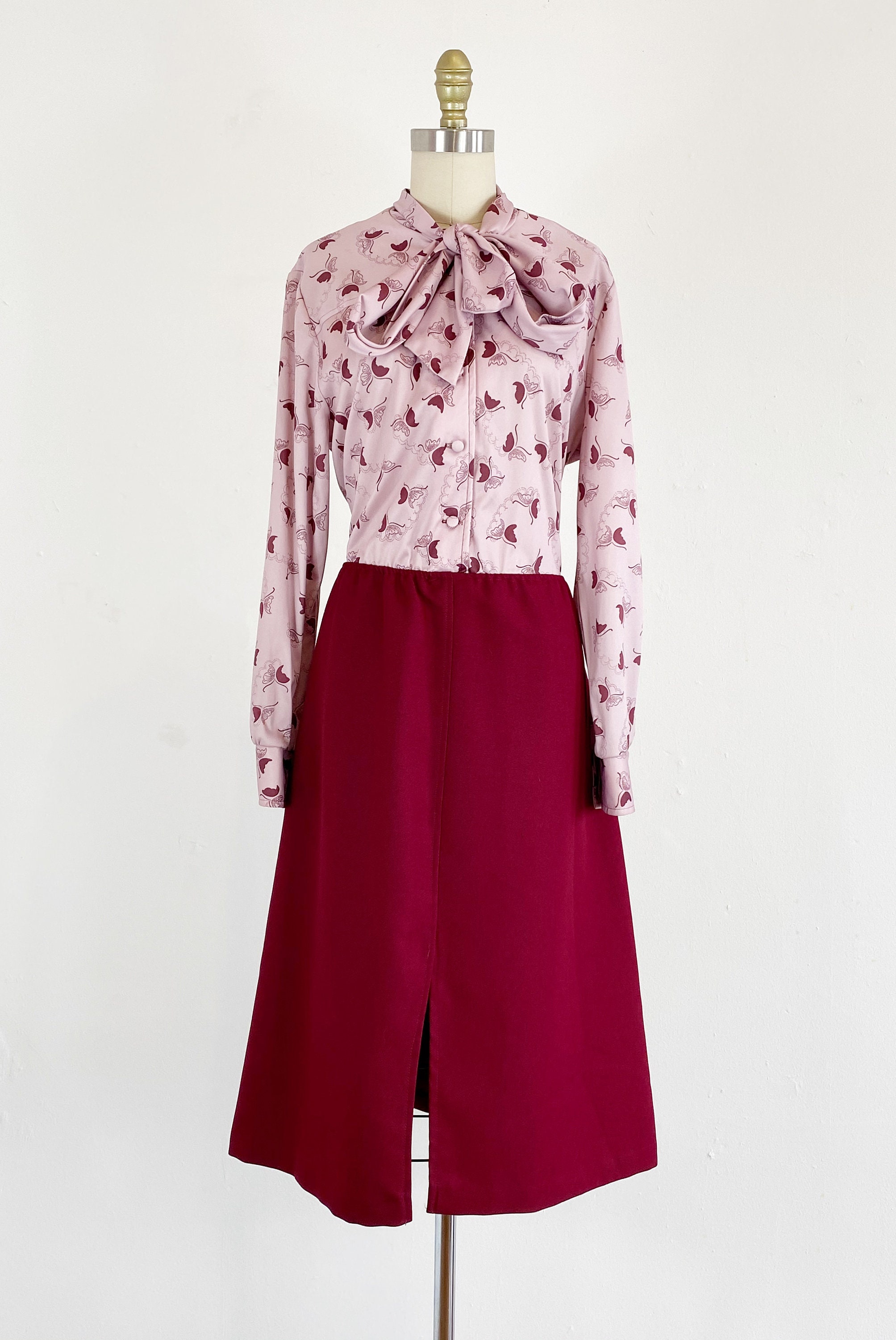 1970s Butterfly Dress Novelty Print Dress 70s Office Wear Etsy