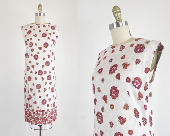 1960s Shift Dress - Floral Shift Dress - Garden Pa