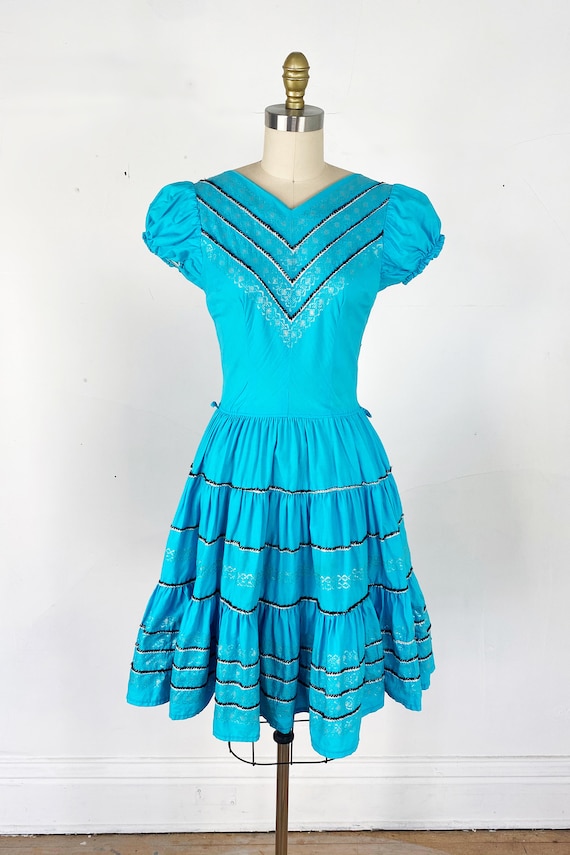 1950s dress // turquoise patio dress // fiesta dr… - image 2