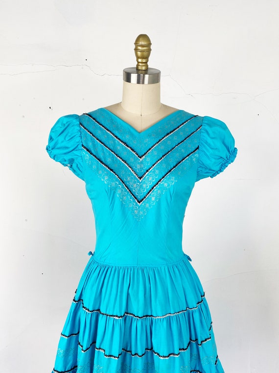 1950s dress // turquoise patio dress // fiesta dr… - image 3