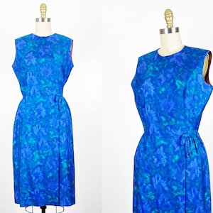 1960s Dress - 1960s Silk Dress - 1960s Floral Dress - Size Medium - Large