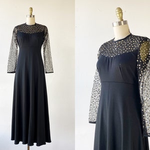 1970s Disco Dress - Black Gown - Studio 54 Gown - Size Small